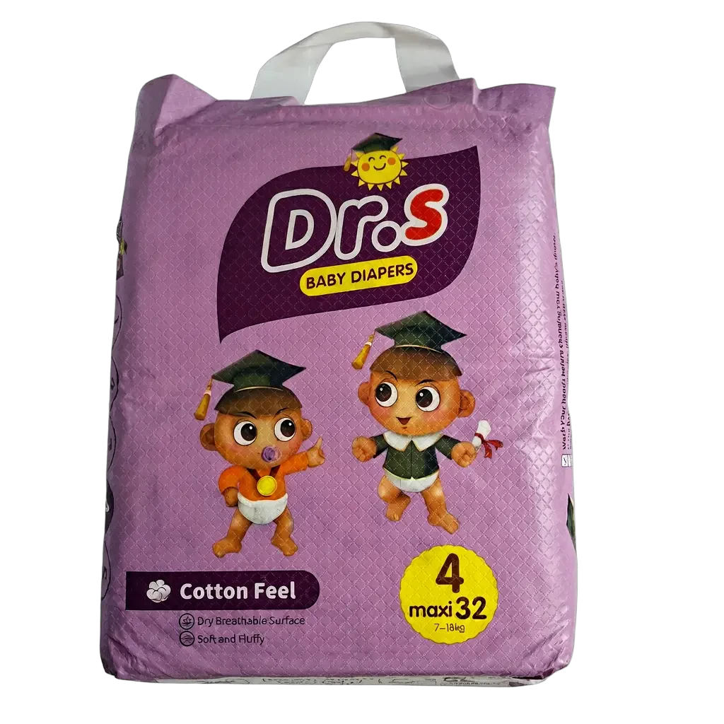 ዶ/ር ኤስ የሕፃናት ዳይፐር - መጠን 4 ማክሲ (7-18 ኪ.ግ)፣ 32 እሽግ